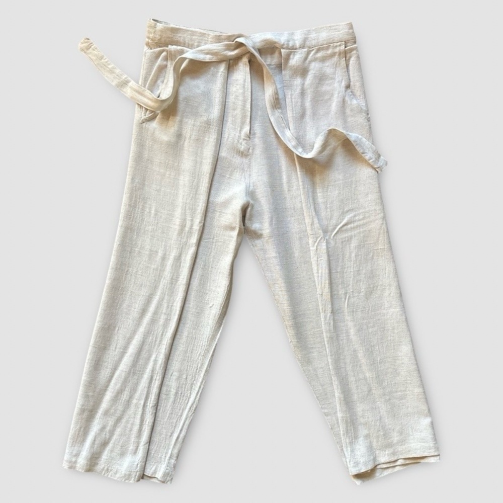 Jonny Cota Studio | Ivory Tie-Waist Pants | Size 4